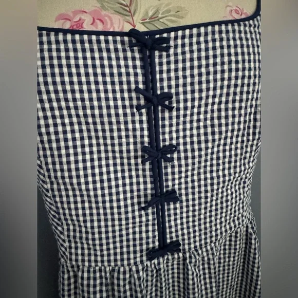 Caroline Constas Navy and White Gingham Maxi Dress - Picture 7 of 11